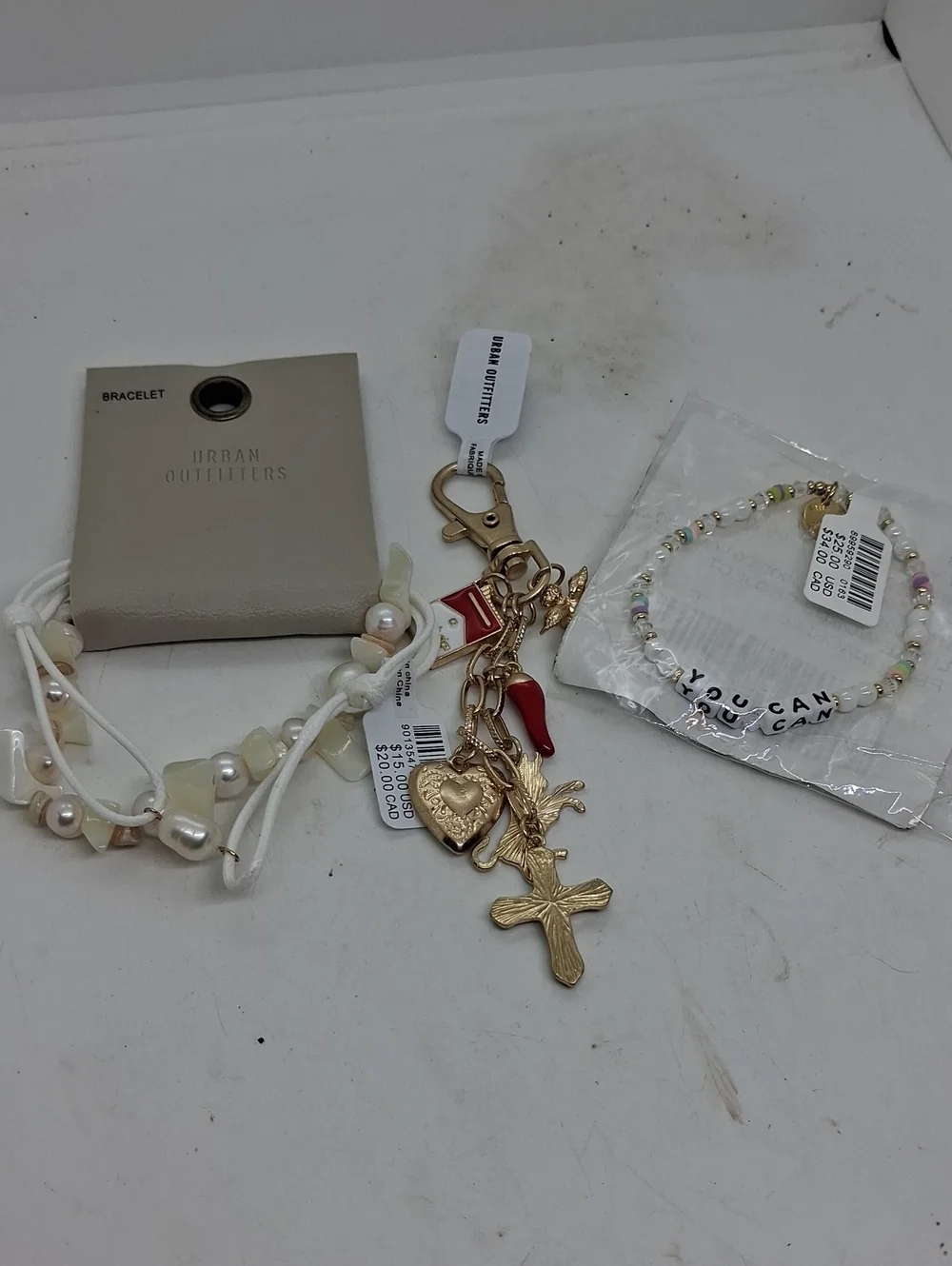 NWT Urban Outfitters 3 Piece Set, 2 Bracelets & Keychain
